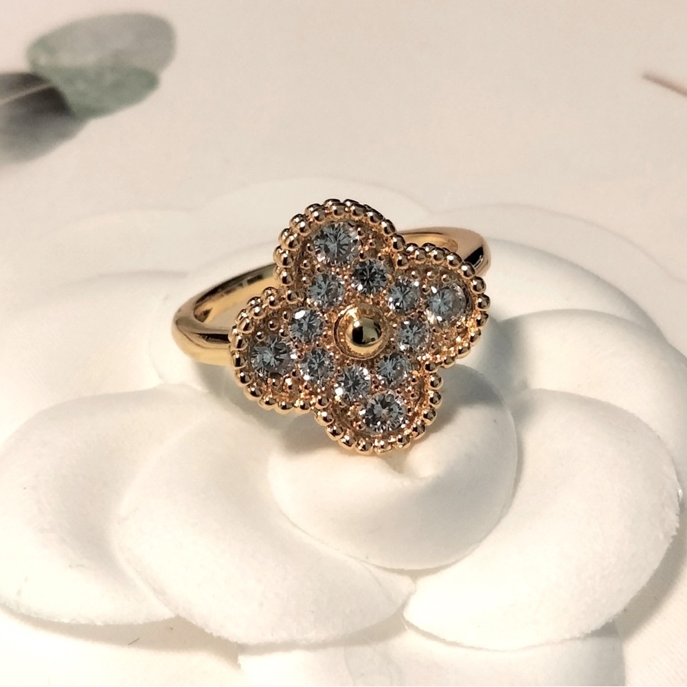 S925 Sterling Silver 18K Gold Rose Leaf Ring